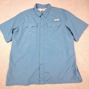 Habit Shirt Mens XL Blue Short Sleeve Vented UPF 40 Solar Factor Fishing Outdoor